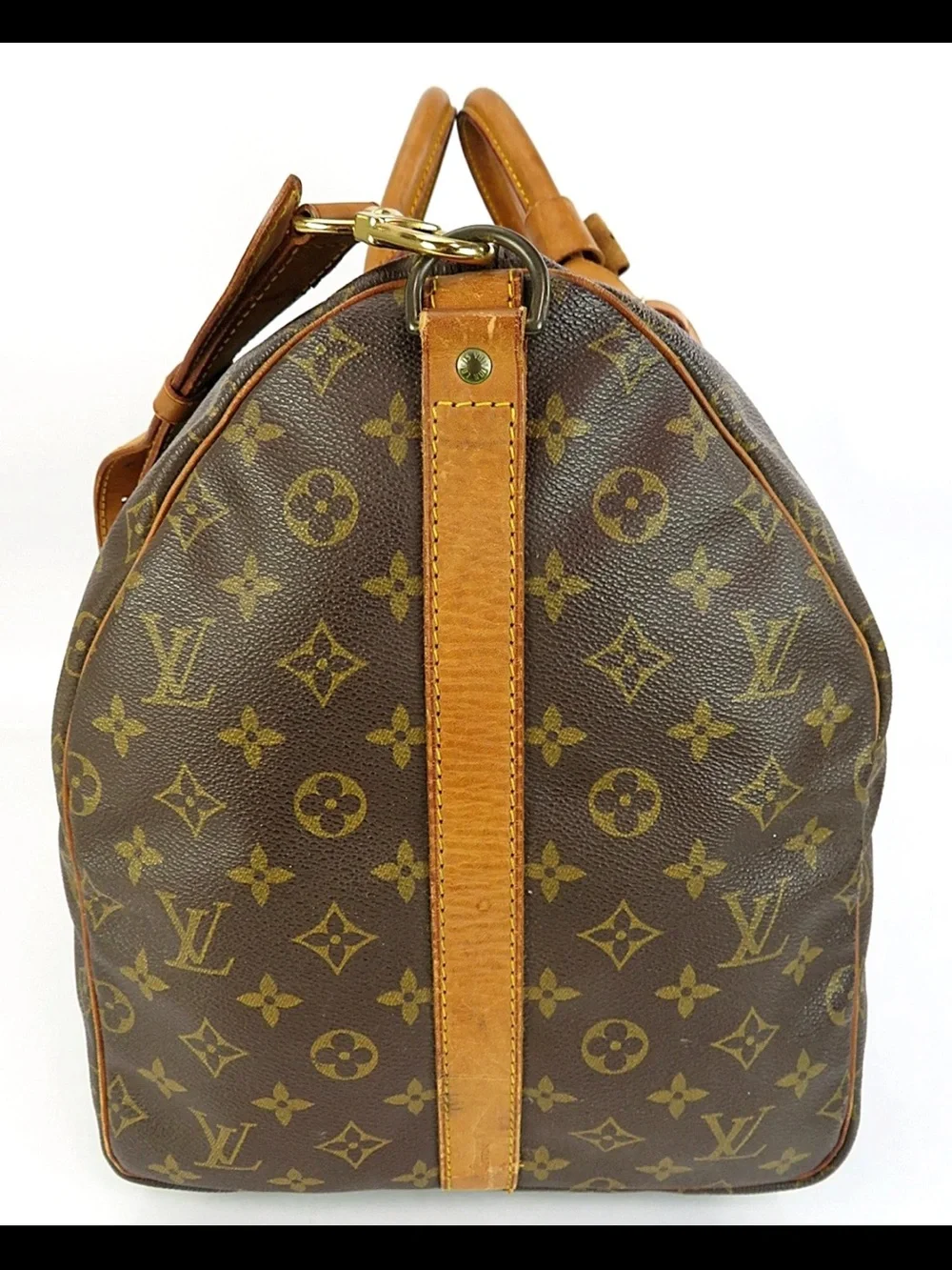 Louis Vuitton Brown Monogram Canvas Duffel with Tan Leather Trim